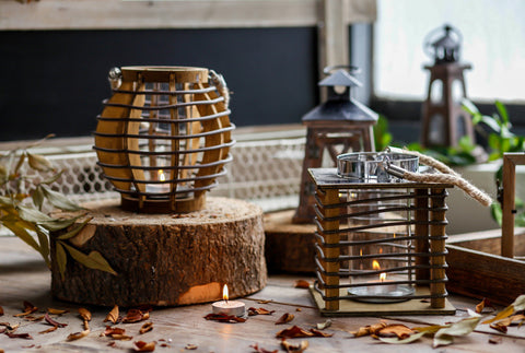 Rustic Wooden Candle Lanterns - HOMYEA