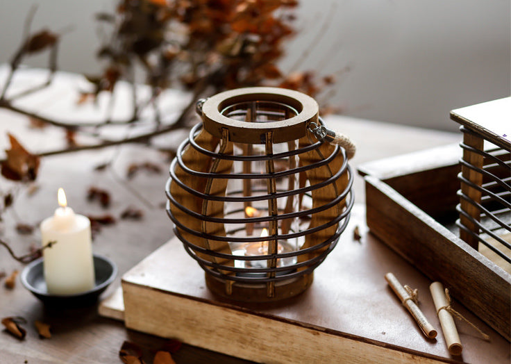 Rustic Wooden Candle Lanterns - HOMYEA