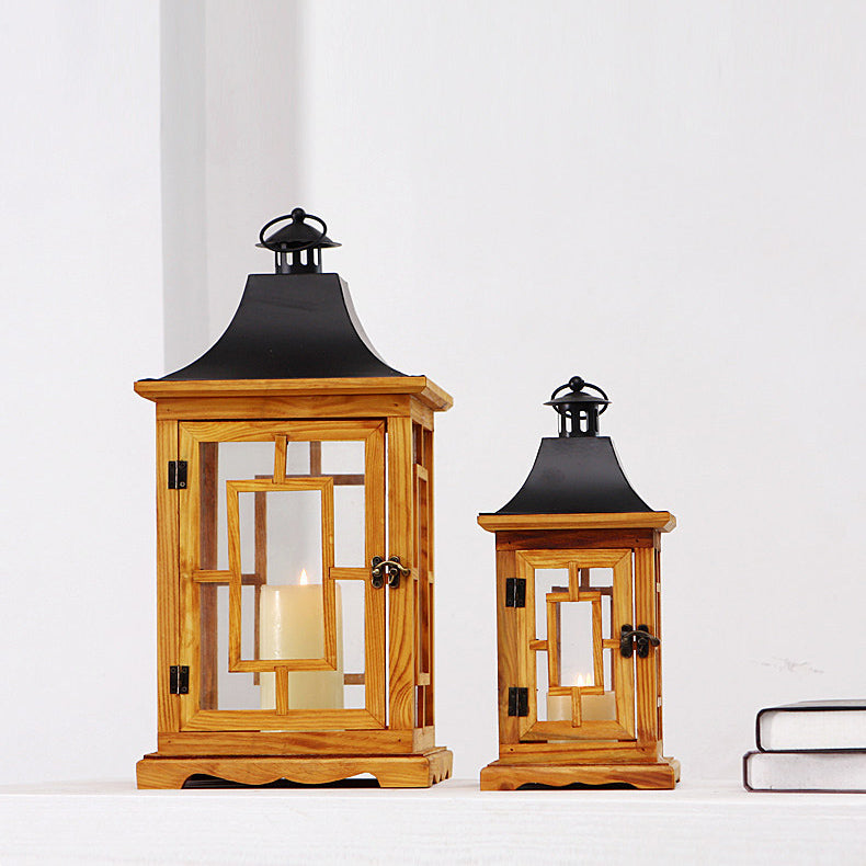 Square Window Wooden Lanterns - HOMYEA