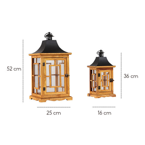 Square Window Wooden Lanterns - HOMYEA