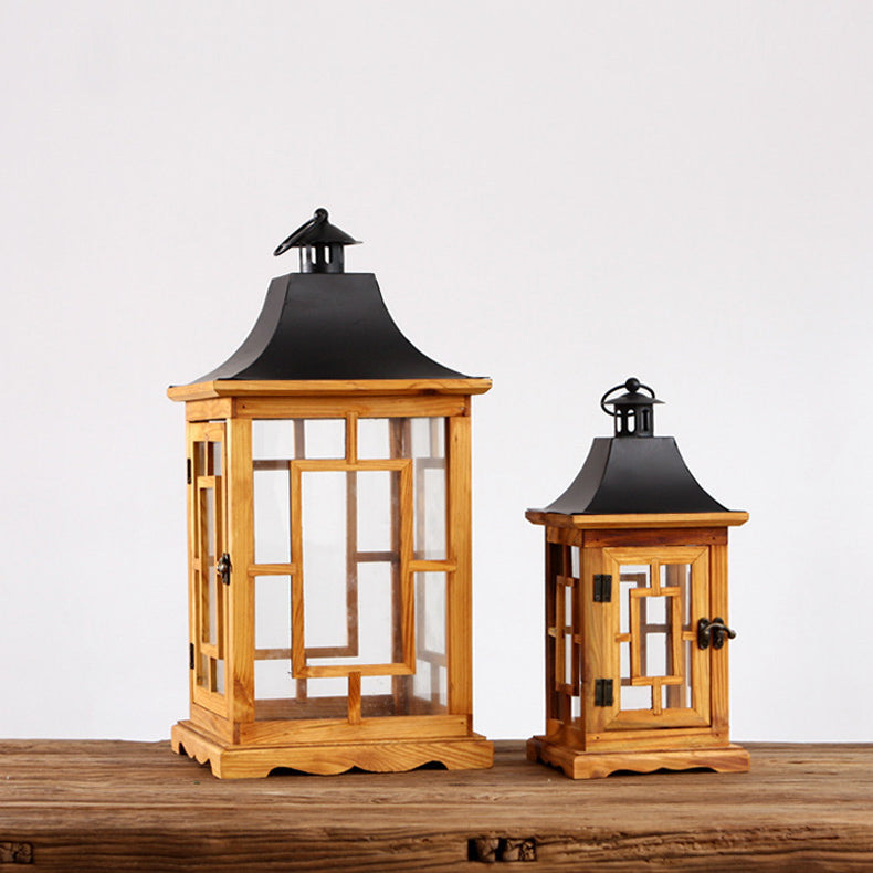 Square Window Wooden Lanterns - HOMYEA