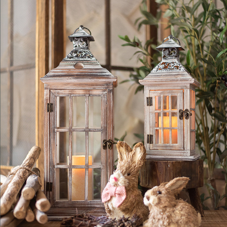 Rustic Wooden Lanterns - HOMYEA