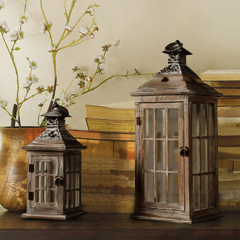 Rustic Wooden Lanterns - HOMYEA