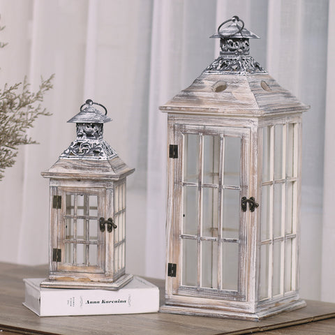 Rustic Wooden Lanterns - HOMYEA